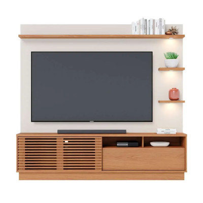 Estante para Home Theater e TV até 70 Polegadas Campeche Freijó e Off White Estante para Home Theater e TV até 70 Polegadas Campeche Freijó e Off White